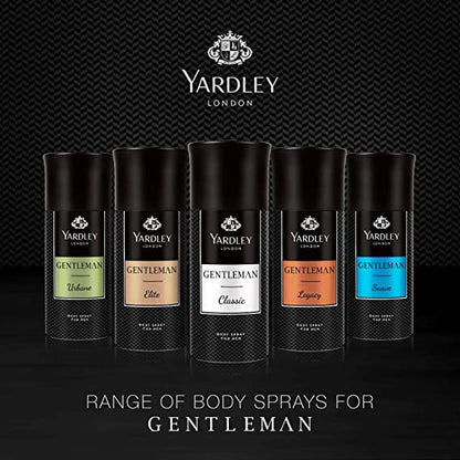 Yardley London Gentleman Classic for Men Body Spray 150 ml Timeless Masculine Fragrance & Long-Lasting Freshness