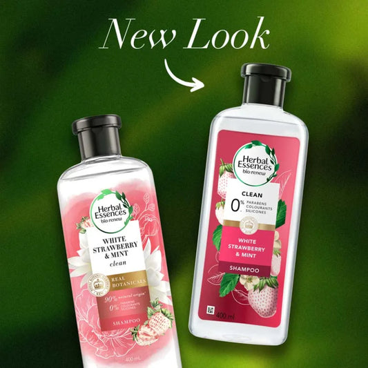 Herbal Essences Clean White Strawberry & Sweet Mint Shampoo 400ml - Refreshing Shampoo for Clean, Soft & Shiny Hair