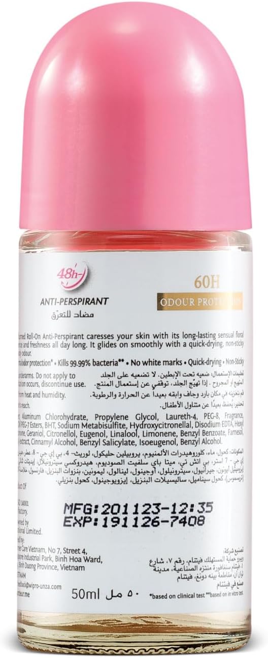 Enchanteur Romantic Roll-On Deodorant for Women 50ml - Long Lasting Floral Fragrance Anti-Perspirant for Freshness & Odor Pro