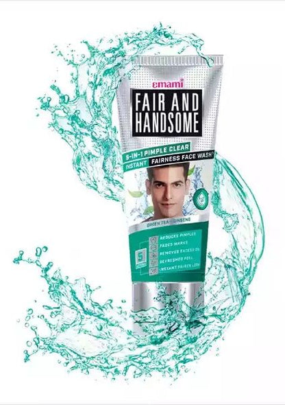 Emami Fair and Handsome 5 in 1 Pimple Clear Instant Radiance Face Wash 50g - Deep Cleansing Anti Acne Oil Control Brightening