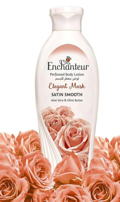 Enchanteur Lotion Perfumed Elegant Musk Satin Smooth Aloevera & Olive Butter 250ml