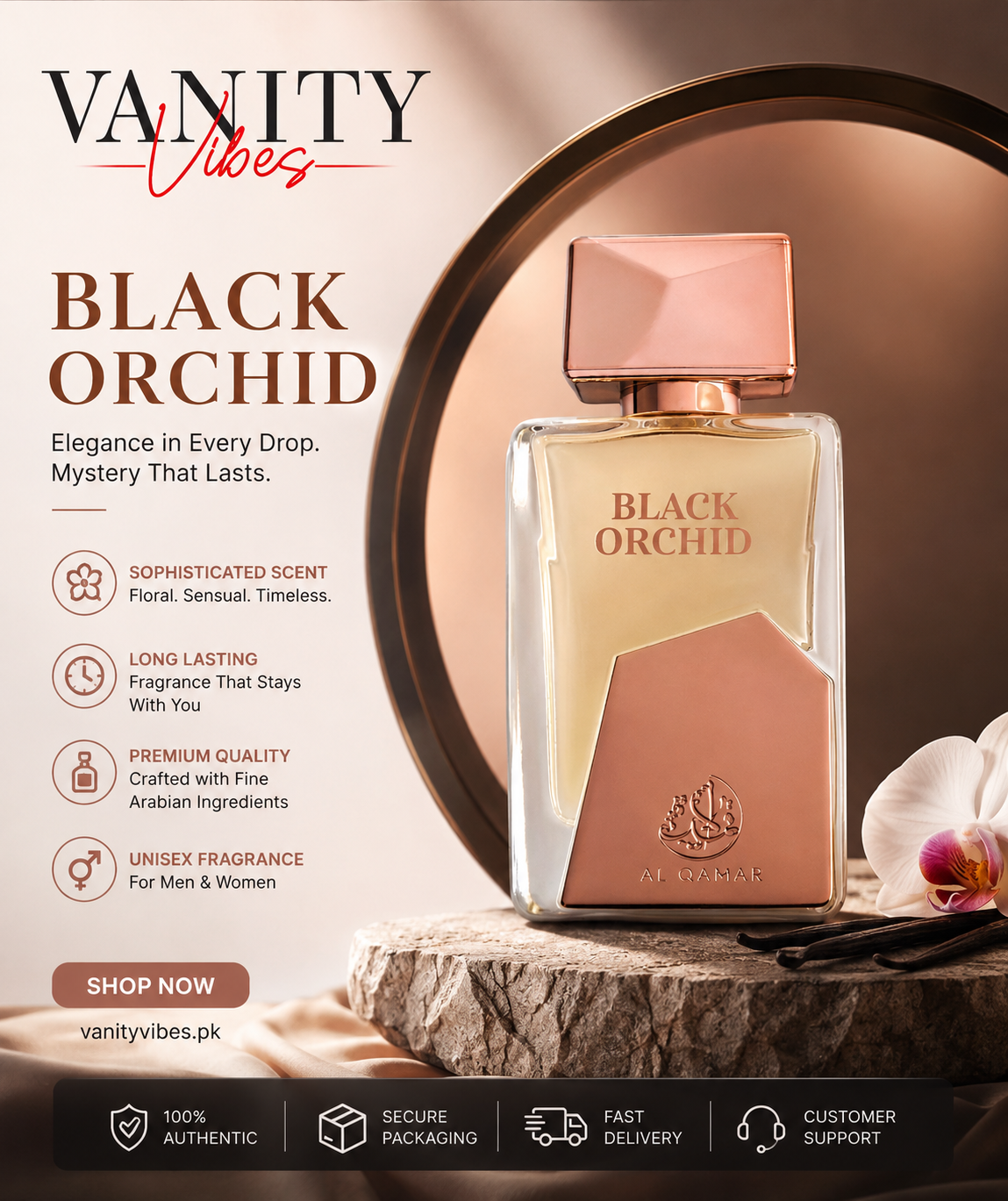 AL Qamar Black Orchid Eau de Parfum 100ml Pour Homme - Long Lasting Perfume for Men