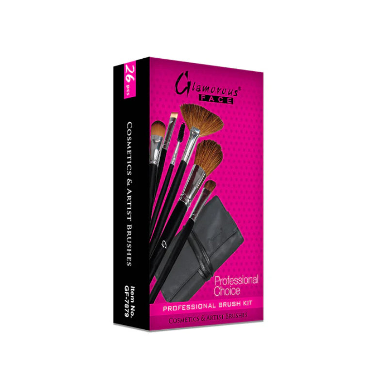 Glamorous Face 26 Piece Leather Brushset Pro.