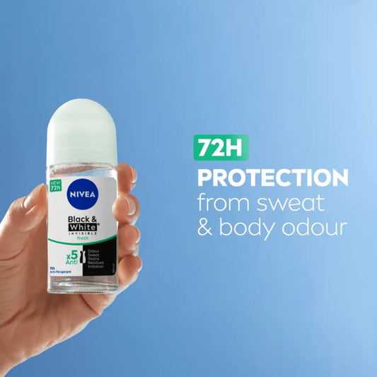 NIVEA Black & White Fresh Roll On Deodorant 72H Protection 50ml