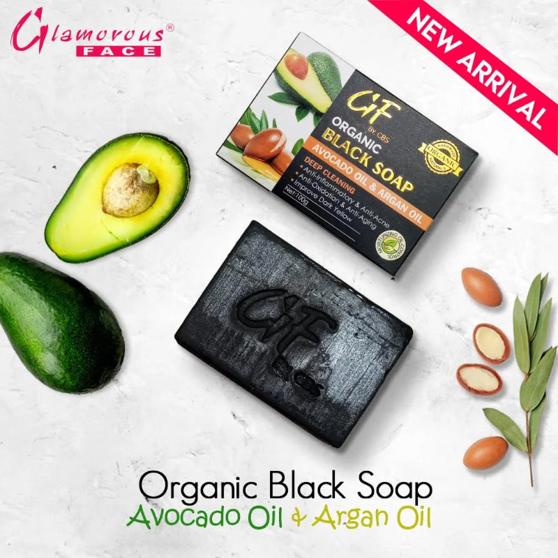 Glamorous Face Organic Black Soap Avocado & Argan oil