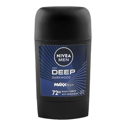 Nivea Men 72H Deep Black Carbon Dark Wood Deodorant Stick Anti-Perspirant 50ml