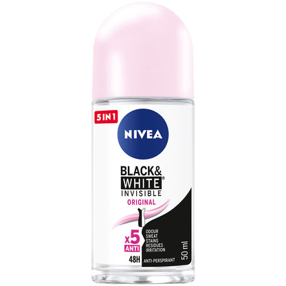 Nivea 5-In-1 Black & White Invisible Original x5 Anti Roll On 50ml for Women