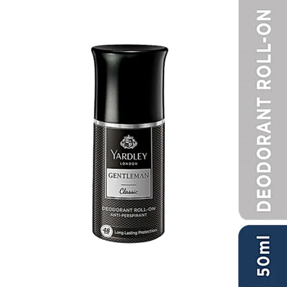 Yardley Gentleman Classic Deodorant Roll-On 50ml - Long Lasting Anti-Perspirant for Men with 48 Hour Sweat Protection, Fresh 