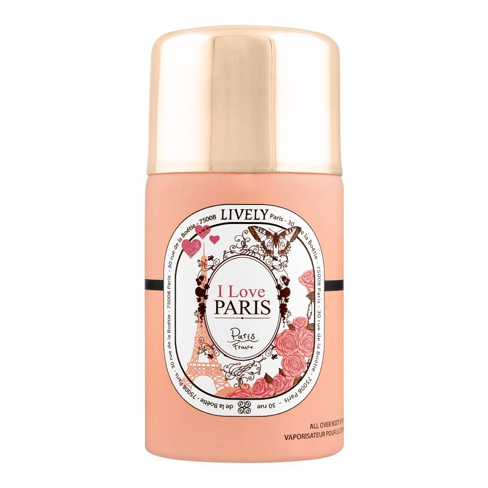 Lively Paris I Love Paris Body Spray for Women 250ml Long-Lasting Fresh & Floral Fragrance