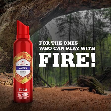 Old Spice Amber 0% Gas Deodorant Body Spray 140ml for Men