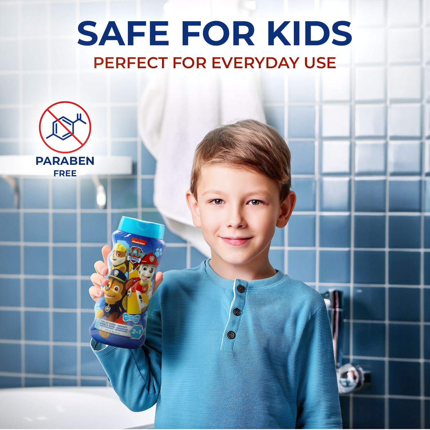 Lorenay Paw Patrol 2-in-1 Bubble Bath & Shampoo 475ml - Gentle Kids Hair & Body Wash for Soft Cleansing, Tear-Free Formula, F