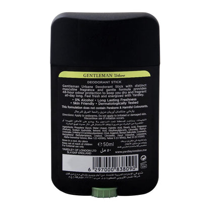 Yardley Gentleman Urbane Deodorant Stick 50ml - Long Lasting Fresh Masculine Fragrance Antiperspirant for Men