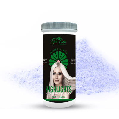 Spa line Hair Bleaching Powder For Highlights Bond Enforcing Premium Lightener 9+ Black 450 gm (Blue)