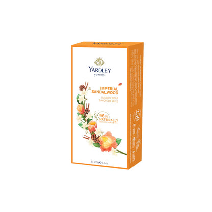 Yardley London Luxury Bath Soap with Imperial Sandalwood Extracts 3 × 100 g Deep Cleansing & Warm Woody Fragrance