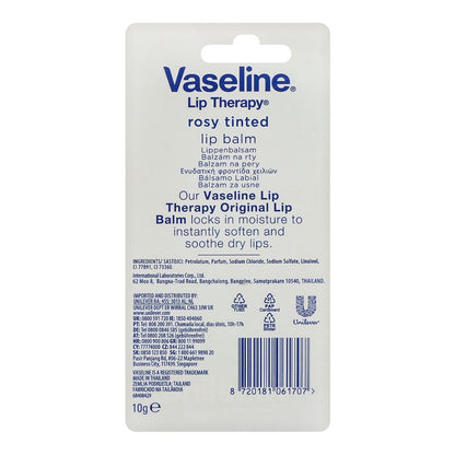 Vaseline Rosy Tinted Lip Balm 10g - Hydrating Lip Care Balm for Soft Smooth Lips, Moisture Protection, Natural Rosy Tint & Da