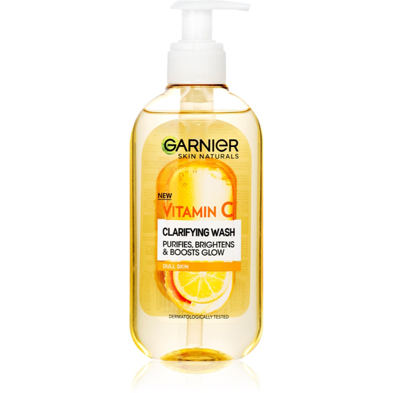 Garnier Skin Naturals Vitamin C Clarifying Wash 200ml Brightening & Refreshing Face Cleanser