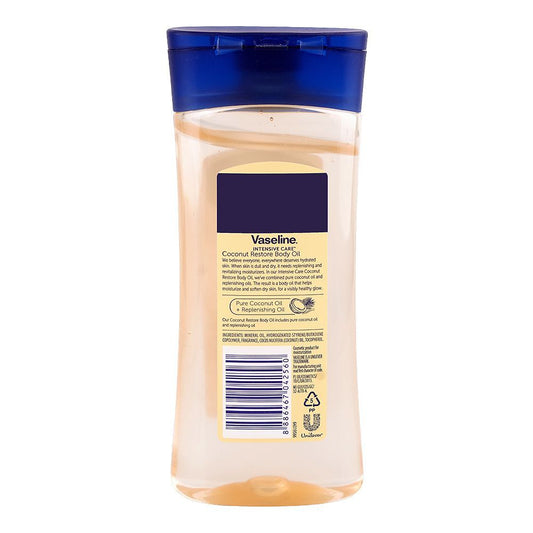 Vaseline Intensive Care Coconut Restore Body Oil 200ml - Nourishing Body Oil for Dry Skin, Deep Moisture Care, Soft Smooth Sk