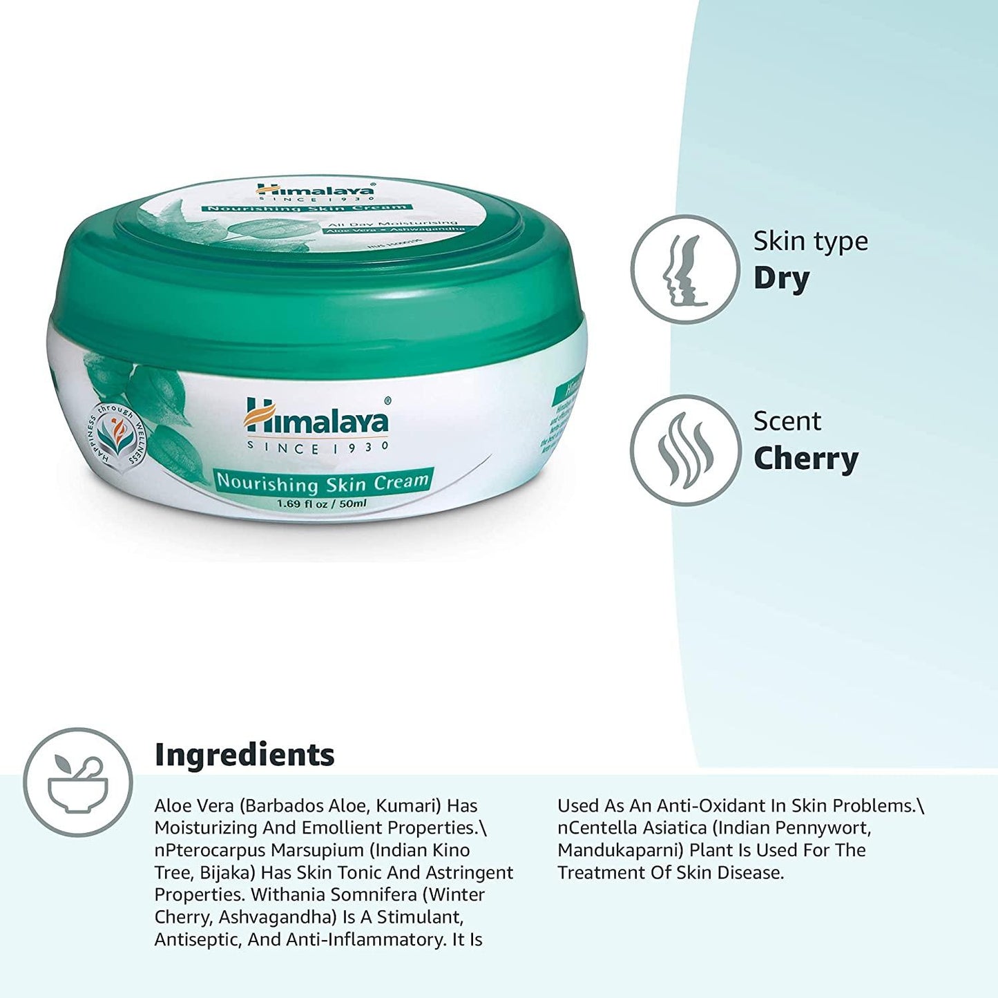 Himalaya Nourishing Skin Cream 50ml - Deep Moisturizing Daily Cream for Soft, Smooth & Healthy Glowing Skin