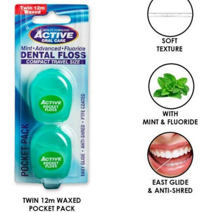 Beauty Formulas Active Advanced Mint Wax Fluoride Floss Pack of 2