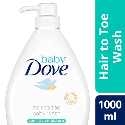 Baby Dove Rich Moisture Hair to Toe Baby Wash 1000ml – Gentle Nourishing Body & Hair Wash for Sensitive Baby Skin