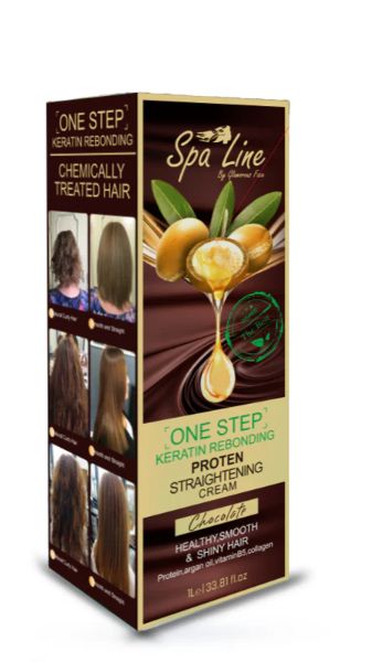 Spa Line By Glamorous Face One Step Keratin Rebonding, Straightening Cream Chocolate 1000 ml  Rebonding,