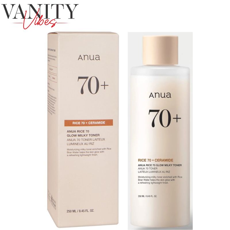 Anua Rice 70 + Ceramide Glow Milky Toner 250 ml Brightening Hydration & Skin Barrier Support (K Beauty)