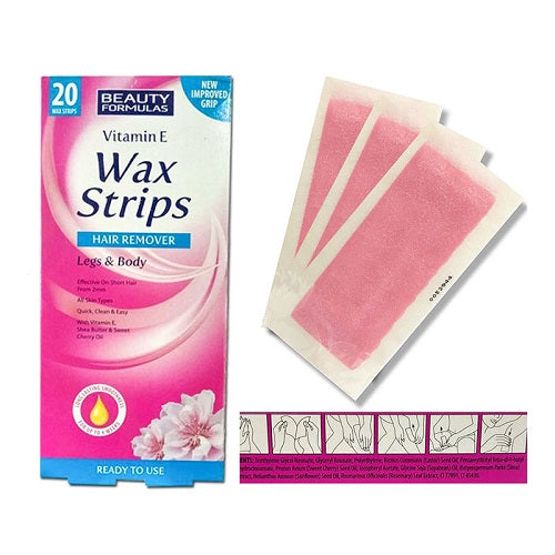 Beauty Formulas Vitamin E Legs & Body Wax Hair Remover Strips 20S
