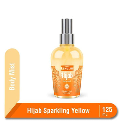 Eskulin Hijab Yellow Temptation Spray Mist Cologne 125ml - Long Lasting Fresh Fruity Floral Fragrance Body Mist for Women Dai