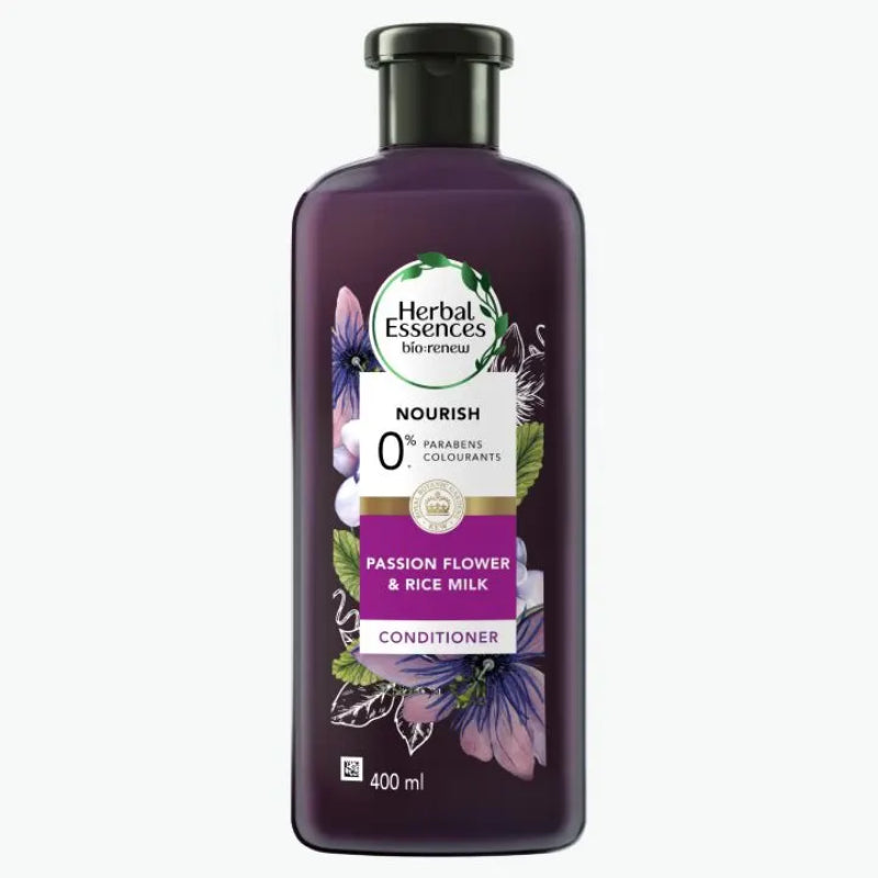 Herbal Essences Bio:Renew Nourish Passion Flower & Rice Milk Conditioner 400ml - Moisturizing Hair Conditioner for Smooth, So