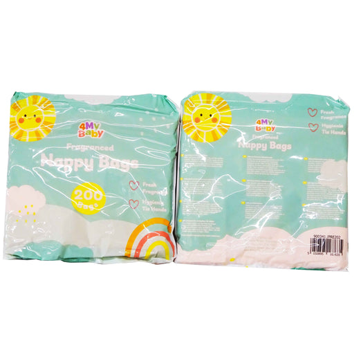 4 My Baby Fragranced Nappy Bags with Tie Handles Pack of 200 Odor Control & Hygienic Disposal