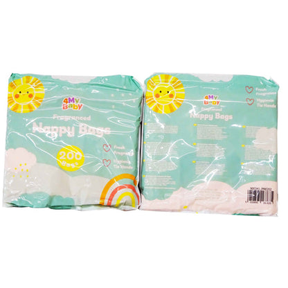 4 My Baby Fragranced Nappy Bags with Tie Handles Pack of 200 Odor Control & Hygienic Disposal