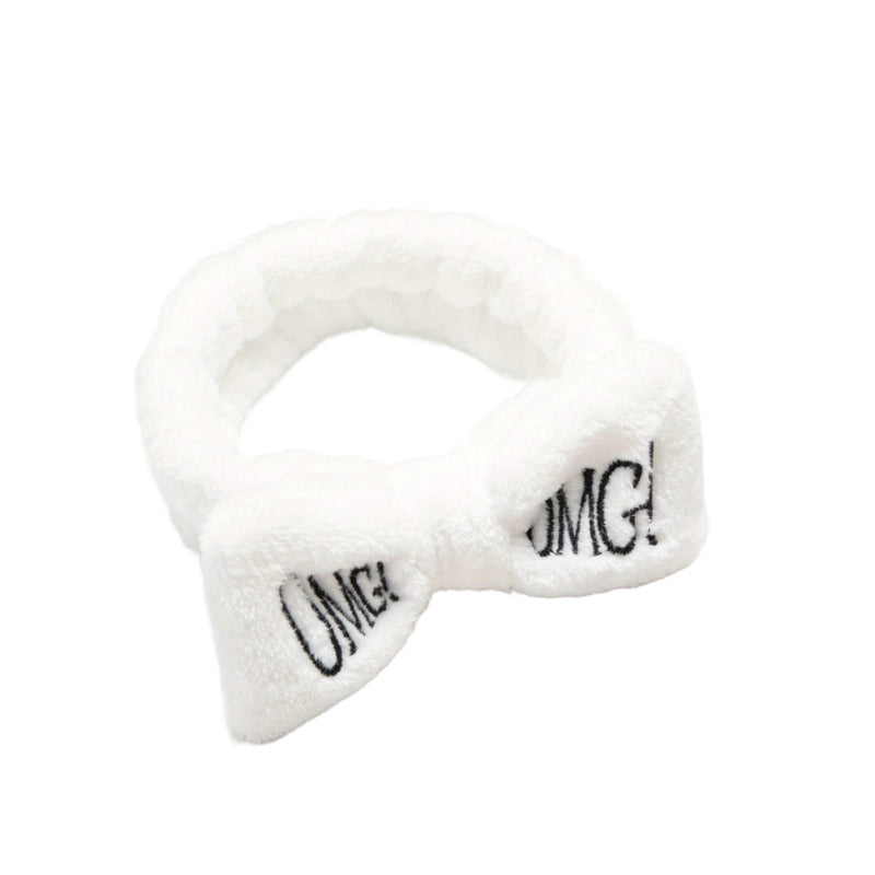 OMG Letter Facial Hair Band Bow Knotted (WHITE)