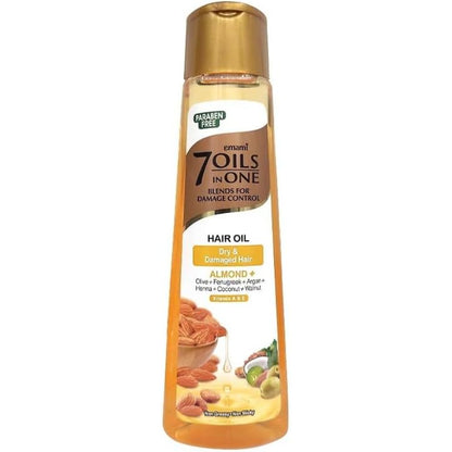 Emami 7 in 1 Almond Hair Oil 100ml – Nourishing Hair Care Oil for Strong, Smooth, Shiny & Healthy Hair Daily Use