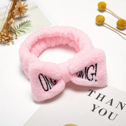 OMG Letter Facial Hair Band Bow Knotted (PINK)