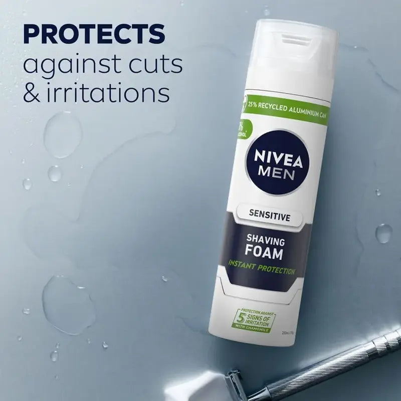 Nivea Men Sensitive Shaving Foam for Sensitive Skin 200ml (Comfortable & Irritation-Free Shave)