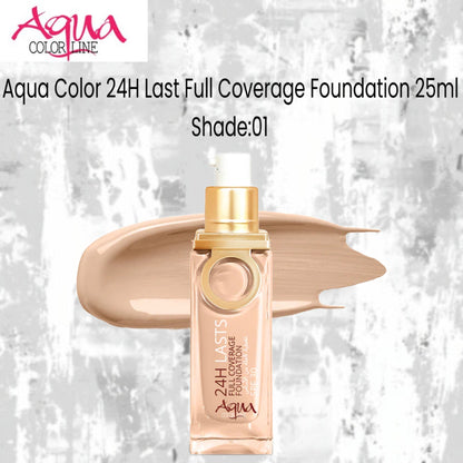 Aqua Color 24H Last Full Coverage Foundation 25ml (Shade:01)