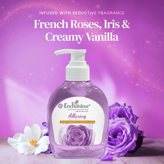 Enchanteur Alluring Hand Wash 250ml - Gentle Cleansing Liquid Soap with Long Lasting Floral Fragrance, Moisturizing Care, Odo
