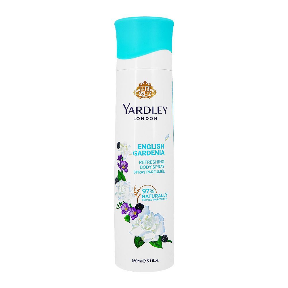 Yardley London English Gardenia Body Spray 150ml - Elegant Floral Gardenia Fragrance Body Mist with Soft White Floral Notes, 