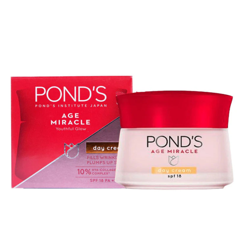 PONDS Pond’s Age Miracle Youthful Glow Day Cream SPF 18 PA++ 50g - Anti-Aging Face Moisturizer for Wrinkle Care, Skin Firming
