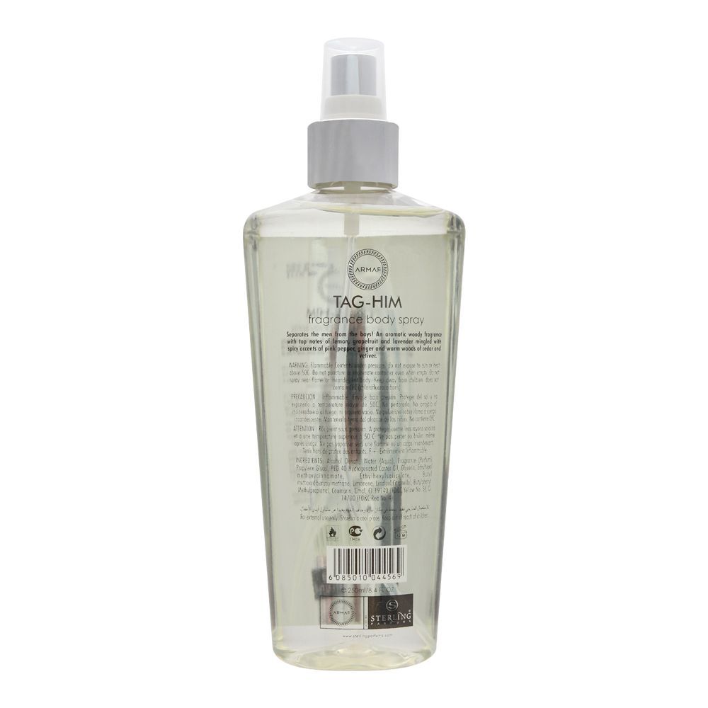 Armaf Tag Him For Men Intense Fragrance Body Mist 250ml – Long Lasting Bold Masculine Perfume Spray