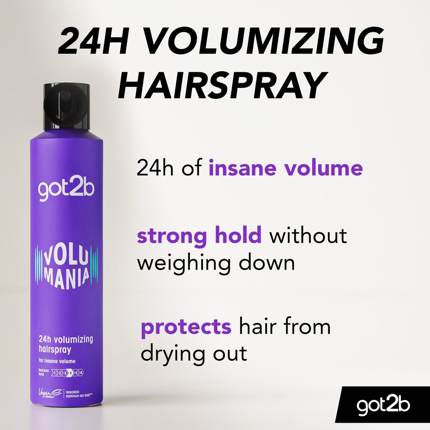 Schwarzkopf Got2b Volumania 24H Volumizing Hairspray 300ml Long-Lasting Volume & Strong Hold