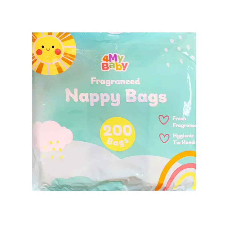 4 My Baby Fragranced Nappy Bags with Tie Handles Pack of 200 Odor Control & Hygienic Disposal
