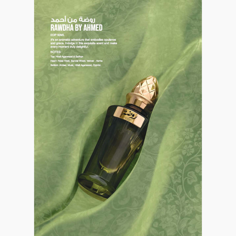 Ahmed Al Maghribi Rawdha Eau de Parfum 50ml - Long Lasting Original Luxury Unisex Fragrance for Men & Women