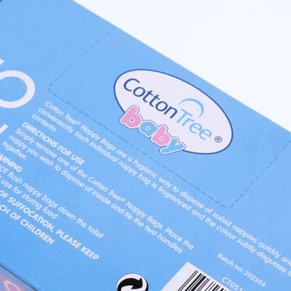 Cotton Tree Fragranced Nappy Bags with Handles Pack of 150 Odor Control & Hygienic Disposal