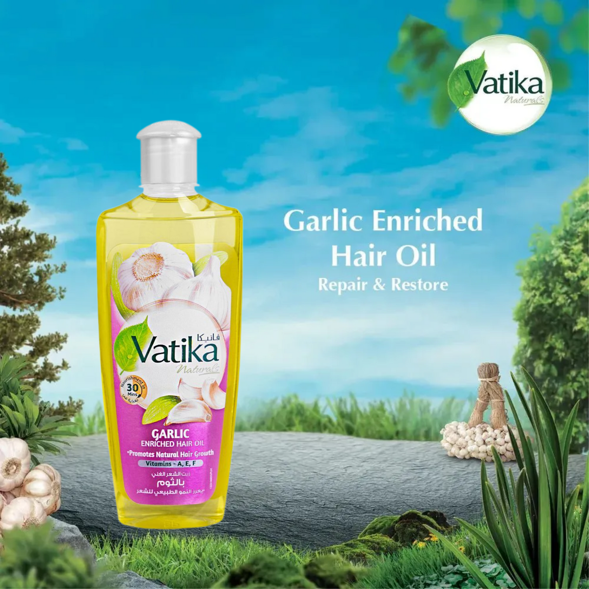 Vatika Naturals Garlic Natural Hair Growth Enriched Hair Oil 200ml