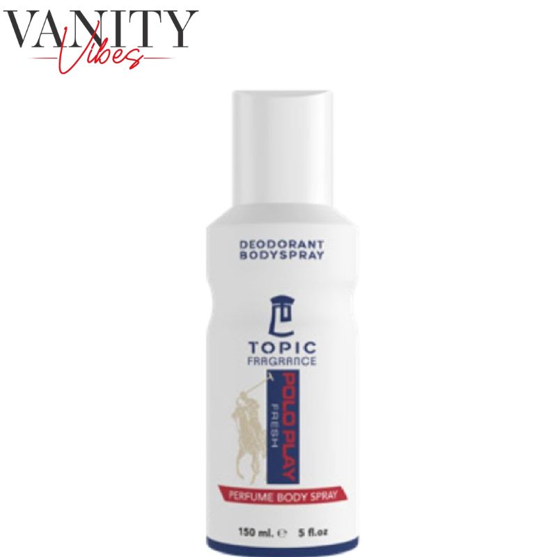 Topic Fragrance Poloplay Fresh Perfume Body Spray 150ml Long-Lasting Refreshing Scent For Men