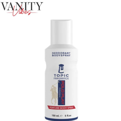 Topic Fragrance Poloplay Fresh Perfume Body Spray 150ml Long-Lasting Refreshing Scent For Men