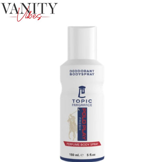 Topic Fragrance Poloplay Fresh Perfume Body Spray 150ml Long-Lasting Refreshing Scent For Men