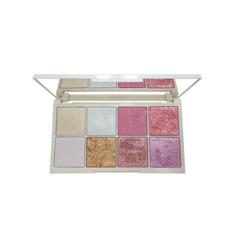 Glamorous Face 8 Colour Teracotta Blush & Shimmer Highlighter Kit (Group B)