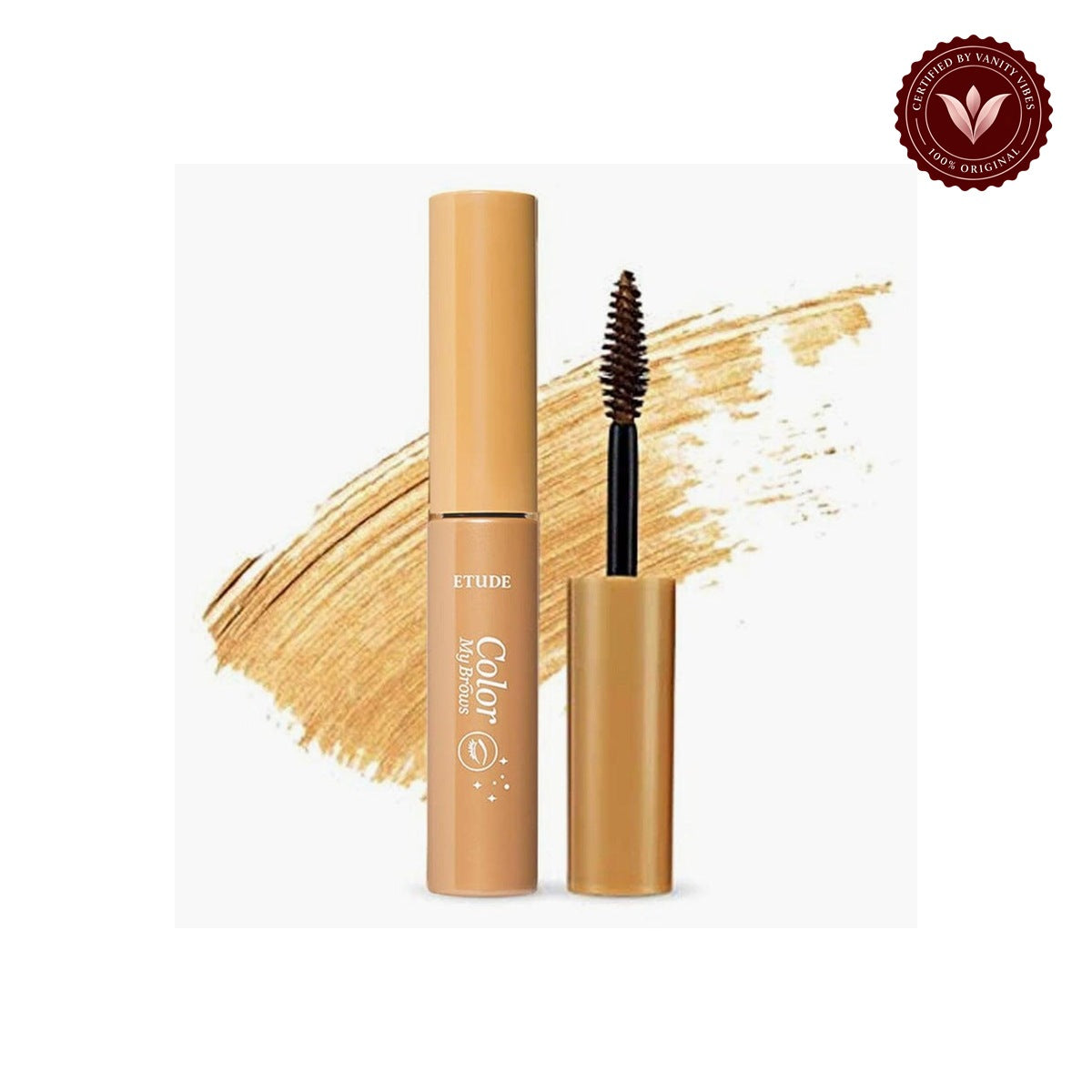 Color brows shade/detail on white with Vanity Vibes badge